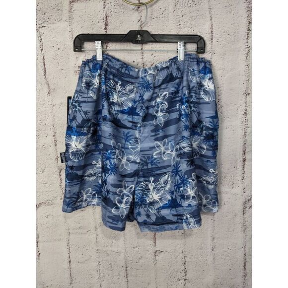 Maui & Sons Men's board shorts trunks Surf Floral Hawaiian Blue Sz XL NWT - Picture 2 of 9